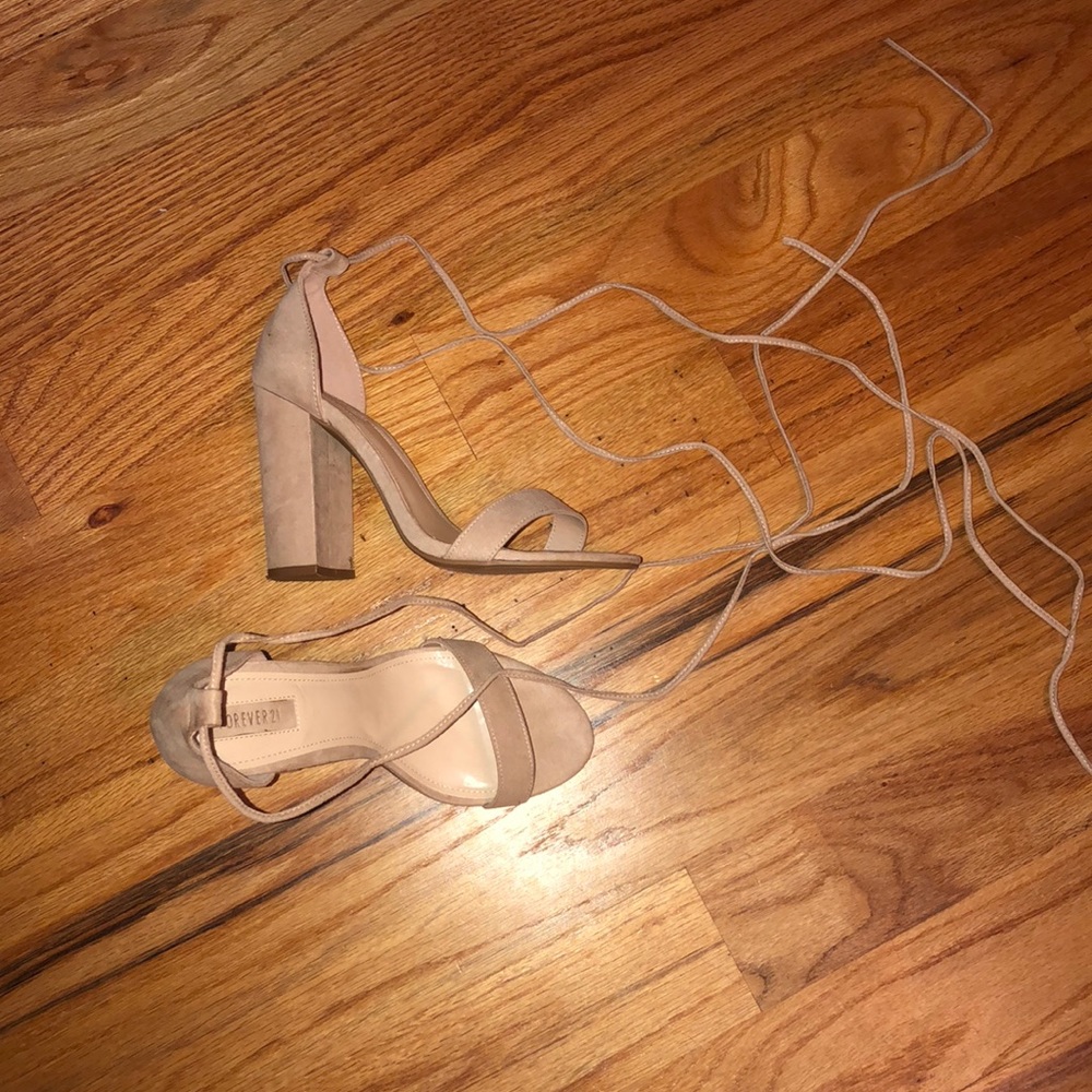 Nude Lace-Up Heels